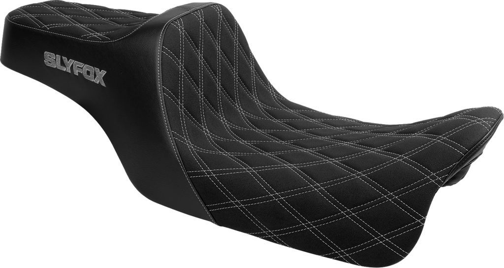 SLYFOX High Noon Seat - Double Diamond - Silver Logo - Silver Stitch - FLH/FLT '08-'25 4710D-SlyFox — image 1