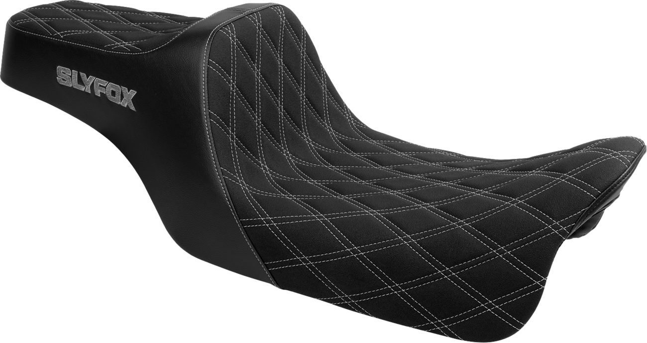 SLYFOX High Noon Seat - Double Diamond - Silver Logo - Silver Stitch - FLH/FLT '08-'25 4710D-SlyFox — image 1