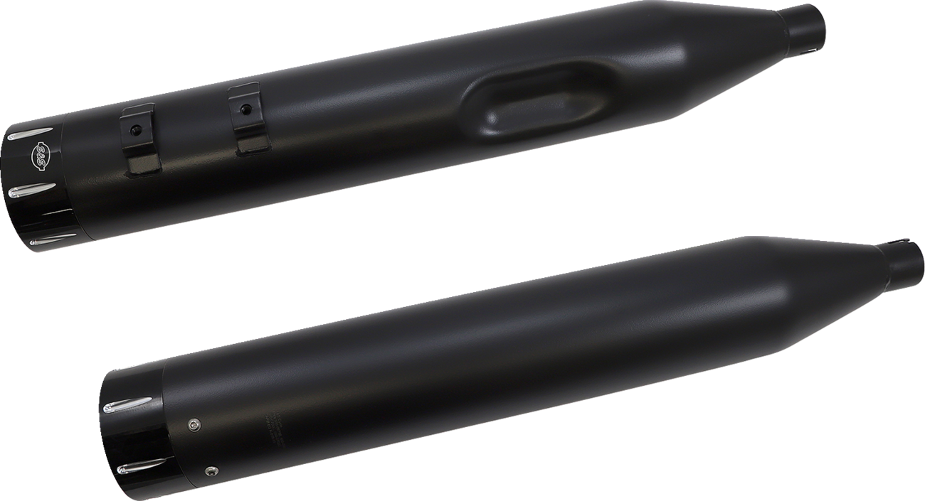 S&S CYCLE El Dorado Dual Exhaust System - Black - Machined Black Tracer 550-0680B — image 1