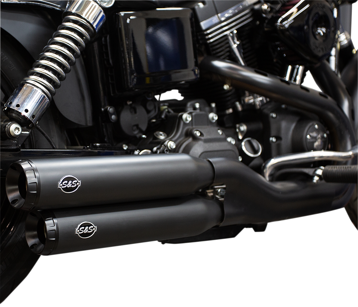 S&S CYCLE Grand National Slip-On Mufflers - Guardian Black - FXDF 550-0725 — image 1