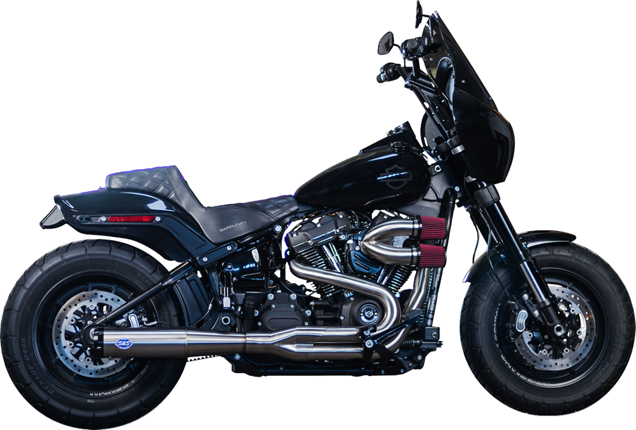 S&S CYCLE 2-into-1 Superstreet Exhaust System - Brushed Stainless Steel 550-1099 — image 1