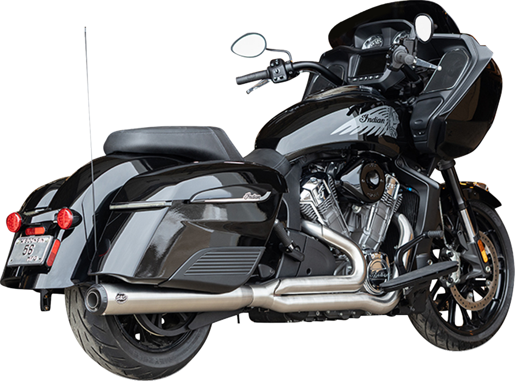 S&S CYCLE 2-into-1 Qualifier Exhaust System - Brushed Stainless Steel - Race Only - Indian with PowerPlus 550-1130 — image 2