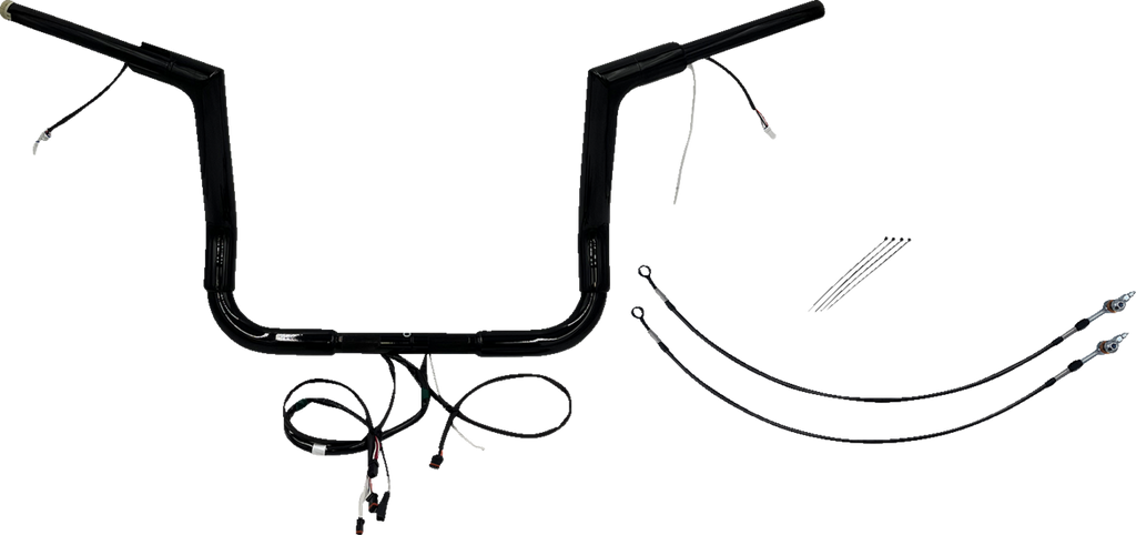 FAT BAGGERS INC. EZ Install Wired 1-1/2" Flat Top Handlebar Kit - 12" - Black 601212-B — image 1