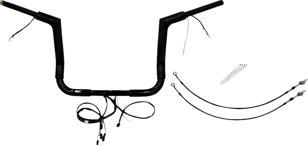 FAT BAGGERS INC. EZ Install Wired 1-1/2" Flat Top Handlebar Kit - 12" - Black 601212-B — image 1