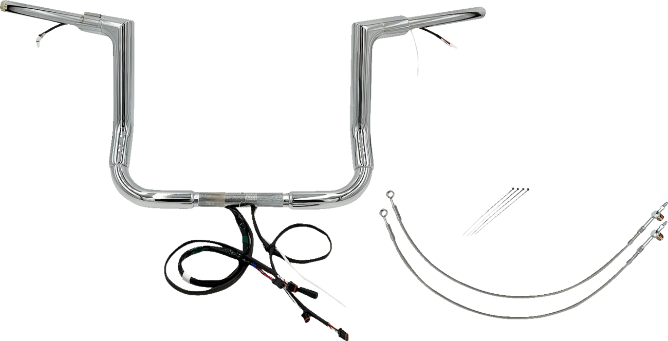 FAT BAGGERS INC. EZ Install Wired 1-1/2" Flat Top Handlebar Kit - 14" - Black 601214-B — image 2