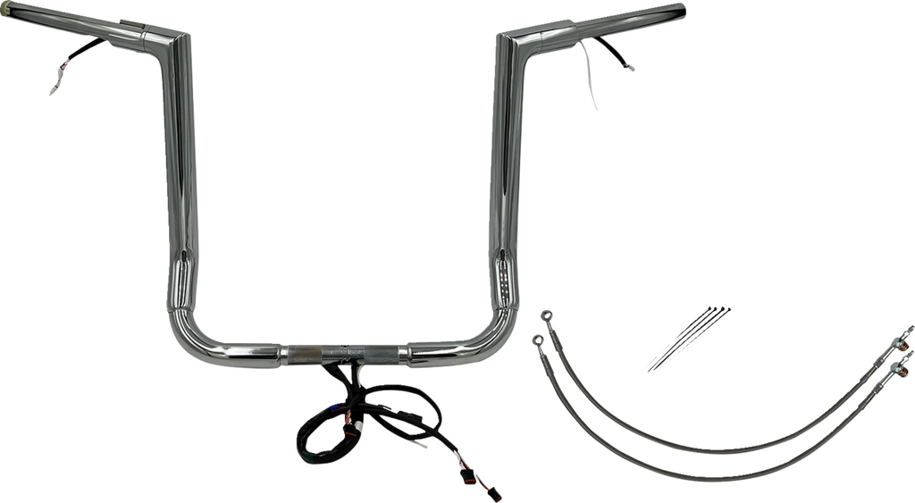 FAT BAGGERS INC. EZ Install Wired 1-1/2" Flat Top Handlebar Kit - 16" - Chrome 601216 — image 1