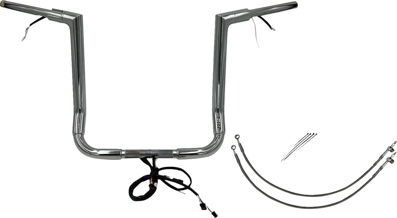 FAT BAGGERS INC. EZ Install Wired 1-1/2" Flat Top Handlebar Kit - 16" - Chrome 601216 — image 1