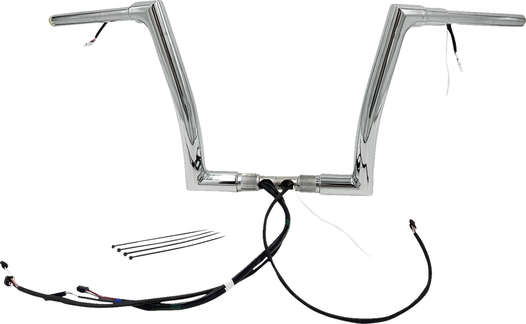 FAT BAGGERS INC. EZ Install Wired 1-1/2" Flat Top Handlebar Kit - 12" - Chrome 601312 — image 1