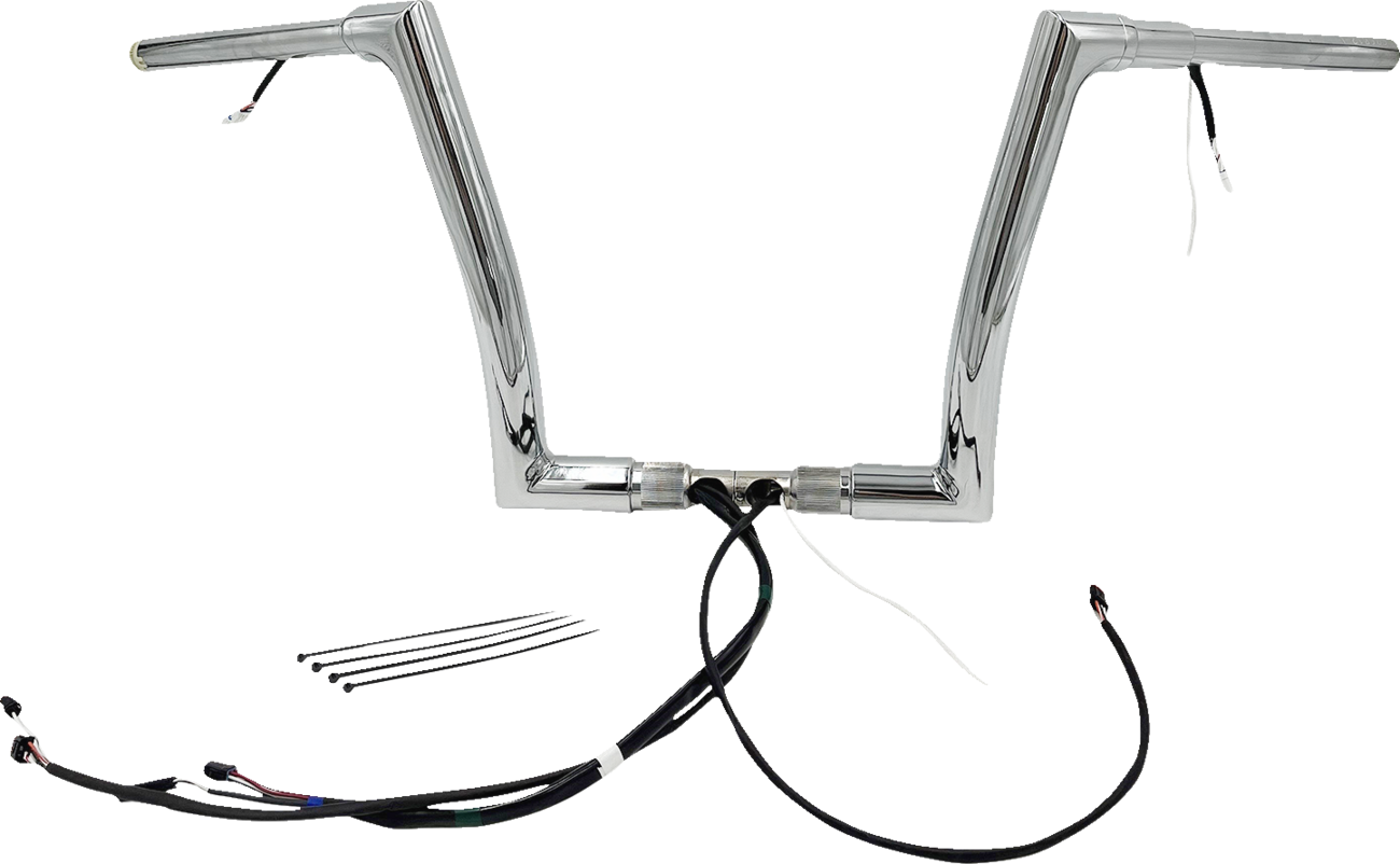 FAT BAGGERS INC. EZ Install Wired 1-1/2" Flat Top Handlebar Kit - 12" - Chrome 601312 — image 1