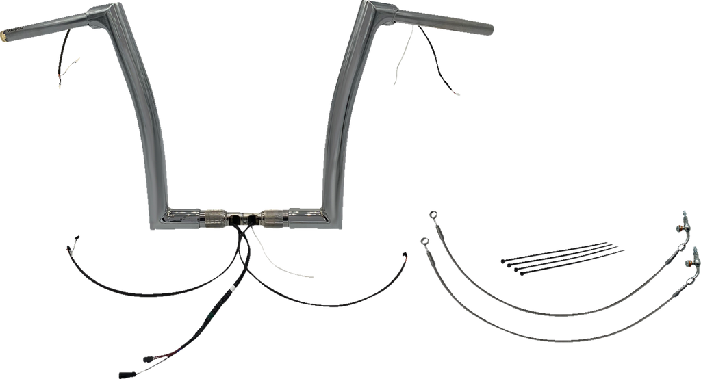 FAT BAGGERS INC. EZ Install Wired 1-1/2" Flat Top Handlebar Kit - 14" - Chrome 601314 — image 1