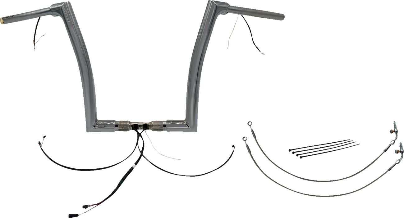 FAT BAGGERS INC. EZ Install Wired 1-1/2" Flat Top Handlebar Kit - 14" - Chrome 601314 — image 1