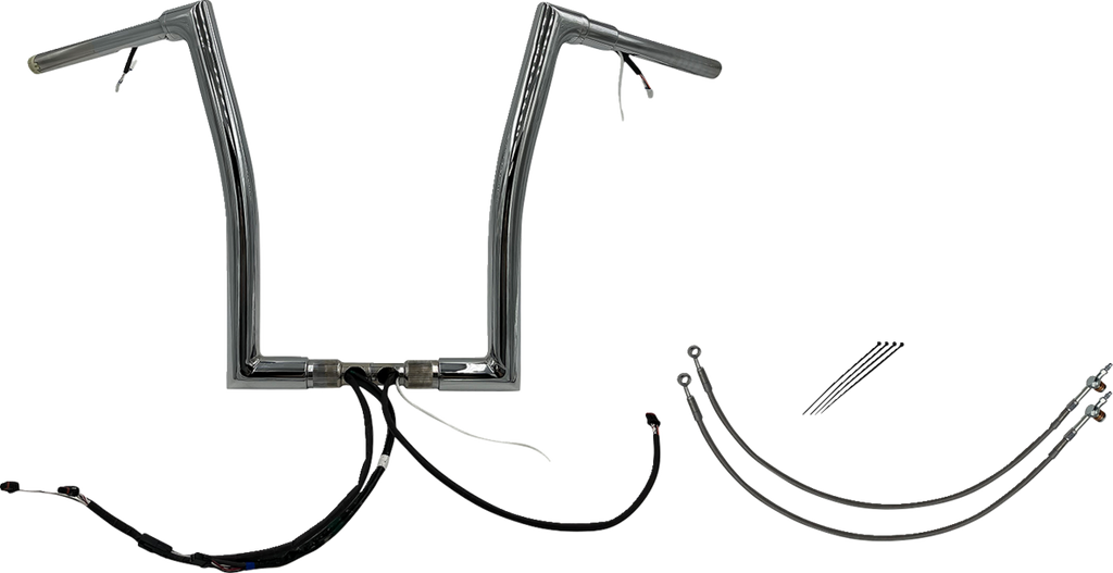 FAT BAGGERS INC. EZ Install Wired 1-1/2" Flat Top Handlebar Kit - 16" - Chrome 601316 — image 1