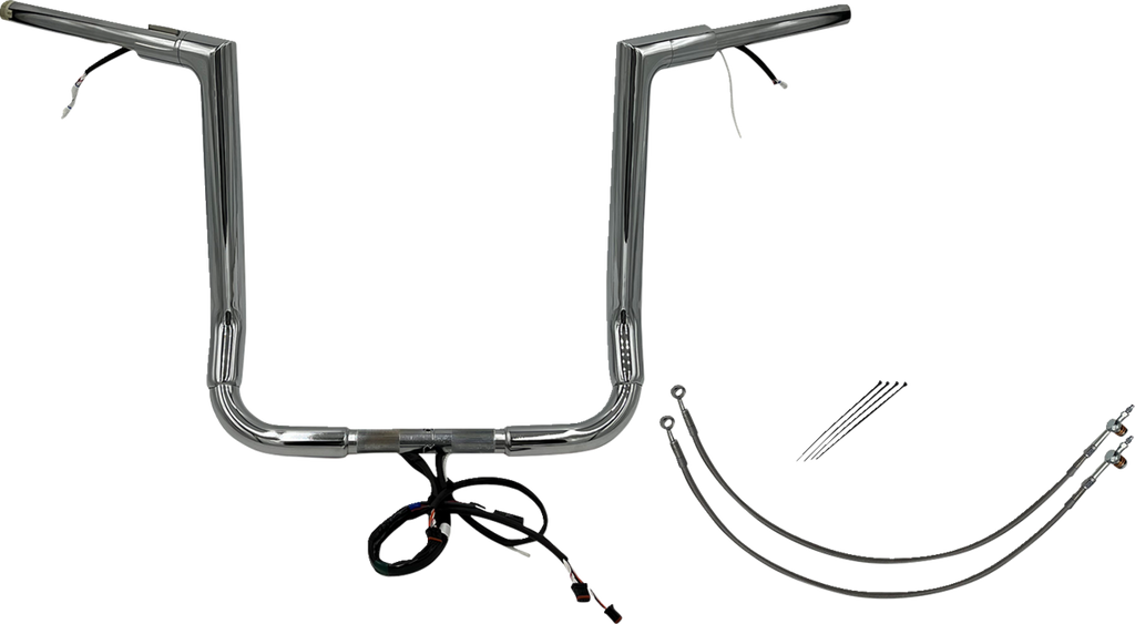 FAT BAGGERS INC. EZ Install Wired 1-1/2" Flat Top Handlebar Kit - 16" - Chrome 602216 — image 1