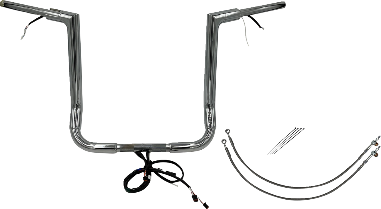 FAT BAGGERS INC. EZ Install Wired 1-1/2" Flat Top Handlebar Kit - 16" - Chrome 602216 — image 1