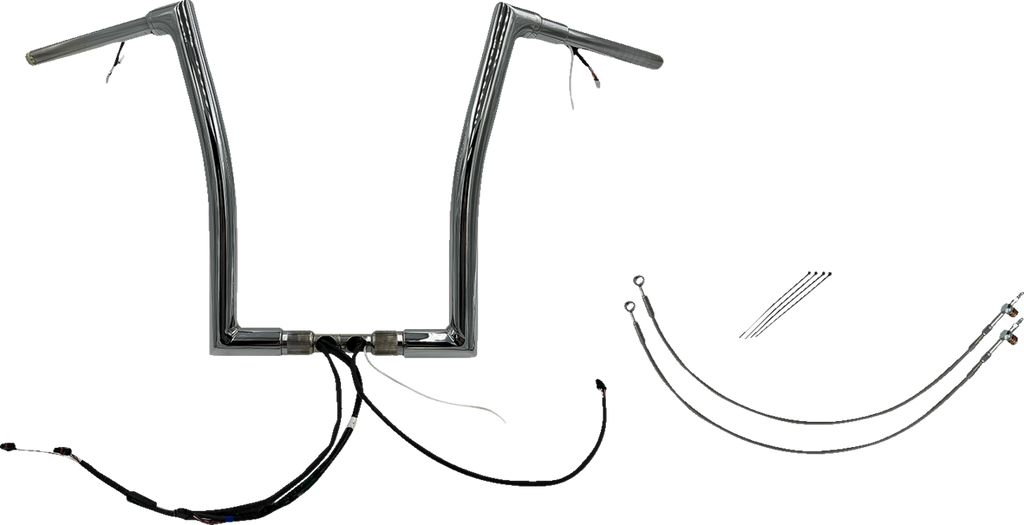 FAT BAGGERS INC. EZ Install Wired 1-1/2" Flat Top Handlebar Kit - 16" - Chrome 602316 — image 1