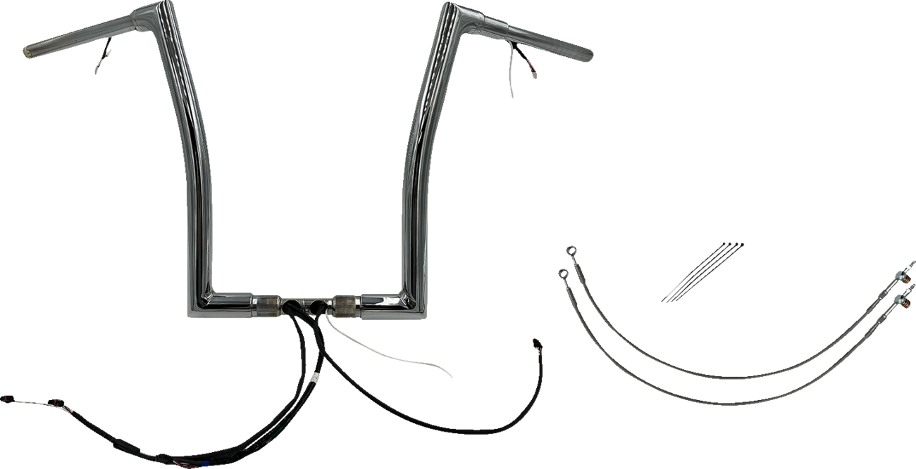 FAT BAGGERS INC. EZ Install Wired 1-1/2" Flat Top Handlebar Kit - 16" - Chrome 602316 — image 1