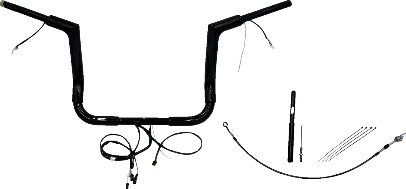 FAT BAGGERS INC. EZ Install Wired 1-1/2" Flat Top Handlebar Kit - 12" - Black 612012-B — image 1