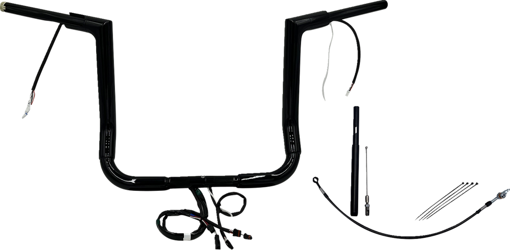 FAT BAGGERS INC. EZ Install Wired 1-1/2" Flat Top Handlebar Kit - 14" - Black 612014-B — image 1