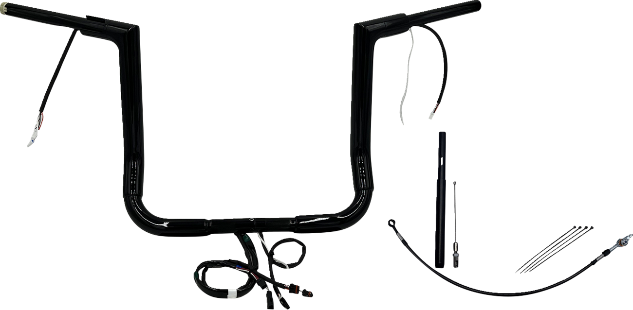 FAT BAGGERS INC. EZ Install Wired 1-1/2" Flat Top Handlebar Kit - 14" - Black 612014-B — image 1