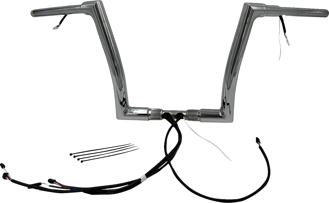FAT BAGGERS INC. EZ Install Wired 1-1/2" Flat Top Handlebar Kit - 12" - Chrome 612912 — image 1