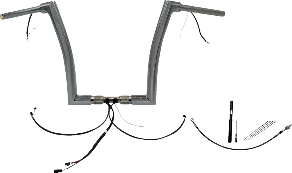 FAT BAGGERS INC. EZ Install Wired 1-1/2" Flat Top Handlebar Kit - 14" - Chrome 612914 — image 1