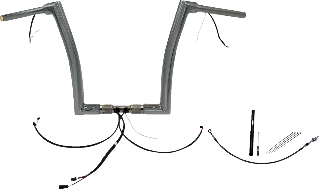 FAT BAGGERS INC. EZ Install Wired 1-1/2" Flat Top Handlebar Kit - 14" - Chrome 612914 — image 1