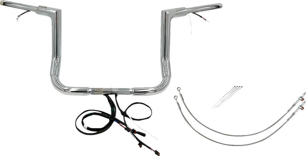 FAT BAGGERS INC. EZ Install Wired 1-1/2" Flat Top Handlebar Kit - 14" - Chrome 612914 — image 2