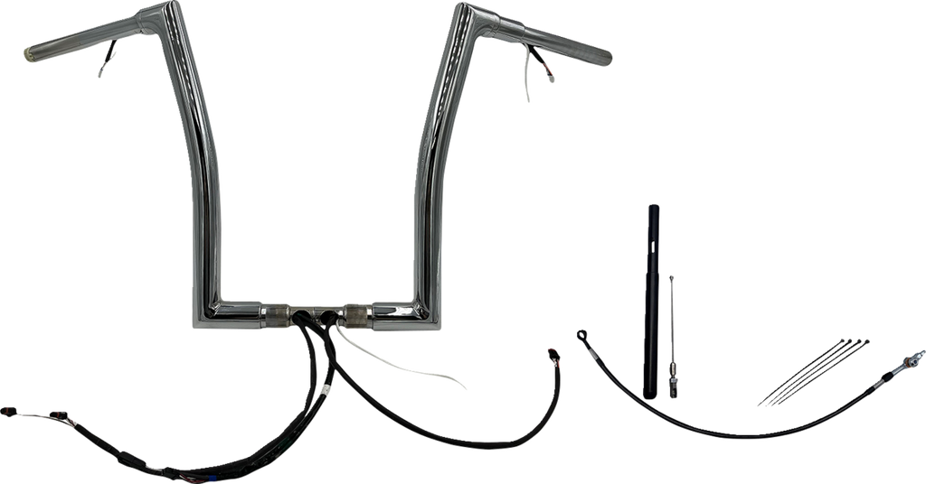 FAT BAGGERS INC. EZ Install Wired 1-1/2" Flat Top Handlebar Kit - 16" - Chrome 612916 — image 1