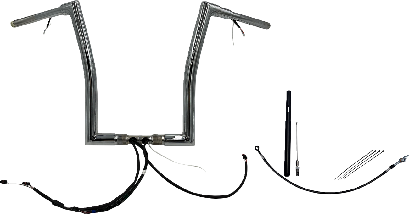 FAT BAGGERS INC. EZ Install Wired 1-1/2" Flat Top Handlebar Kit - 16" - Chrome 612916 — image 1