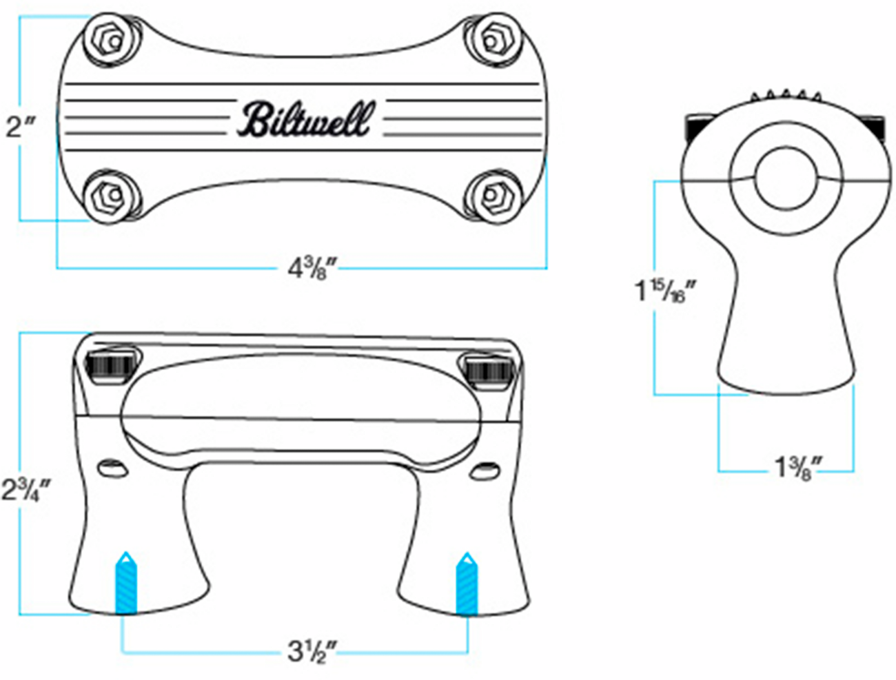 BILTWELL 2" Thunder Handlebar Risers - Polished 6402-302-02 — image 4