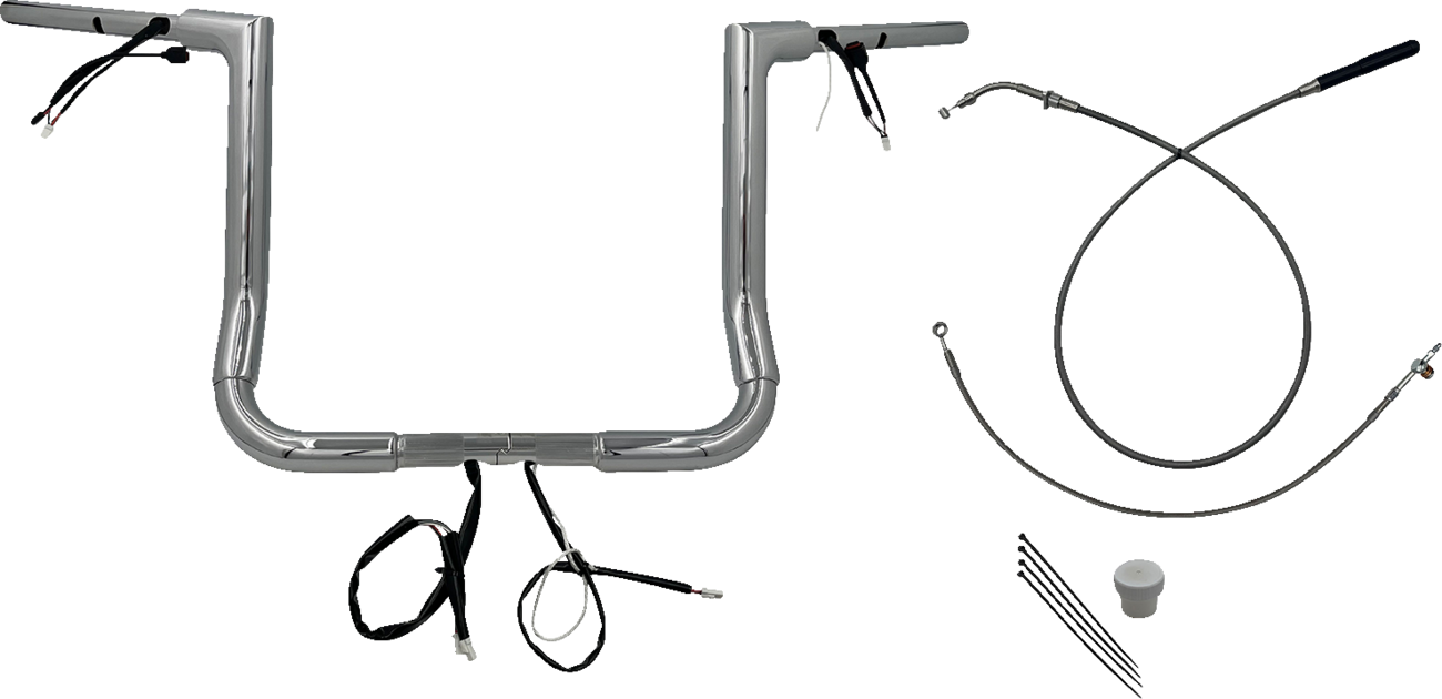 FAT BAGGERS INC. 1-1/2" EZ Install Flat Top Handlebar - 14" - Chrome 649014 — image 1
