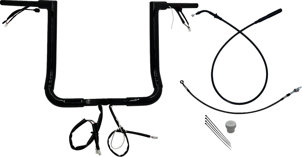 FAT BAGGERS INC. EZ Install Wired Handlebar Kit - 1-1/2" - Flat Top - 16" - Black 649016-B — image 1