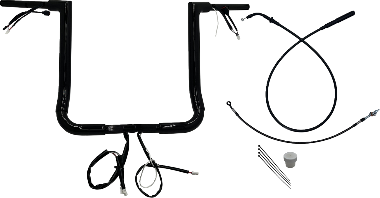 FAT BAGGERS INC. EZ Install Wired Handlebar Kit - 1-1/2" - Flat Top - 16" - Black 649016-B — image 1