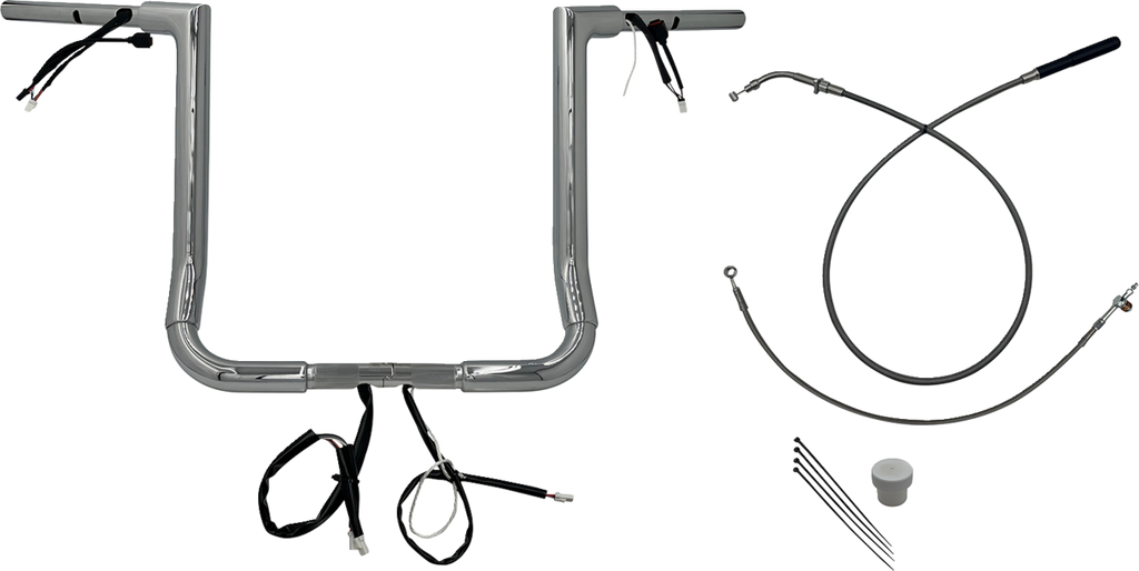 FAT BAGGERS INC. EZ Install Wired Handlebar Kit - 1-1/2" - Flat Top - 16" - Chrome 649016 — image 1