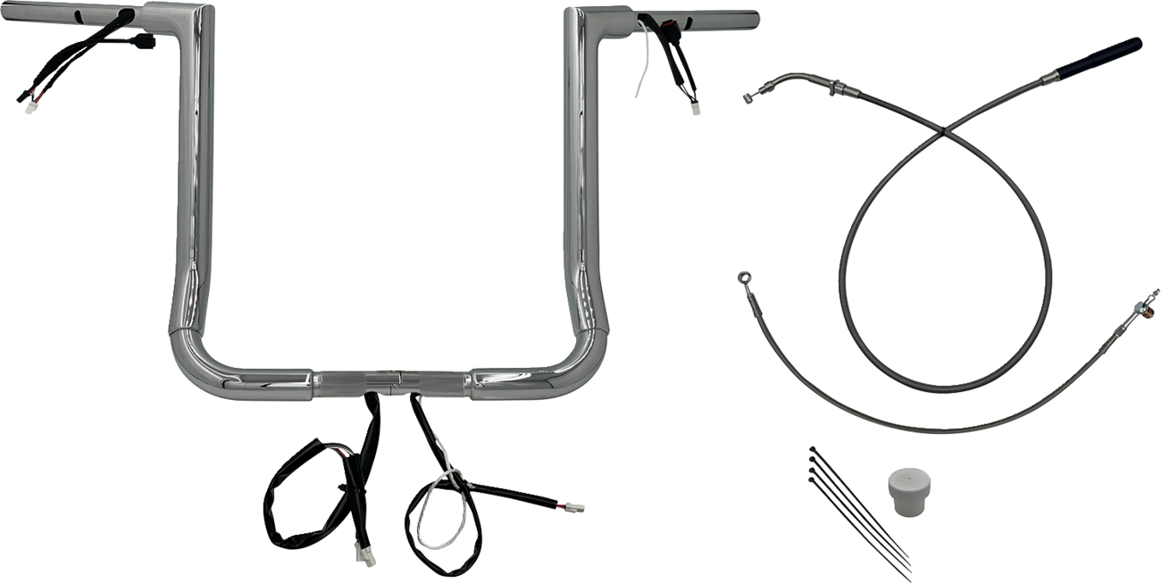 FAT BAGGERS INC. EZ Install Wired Handlebar Kit - 1-1/2" - Flat Top - 16" - Chrome 649016 — image 1