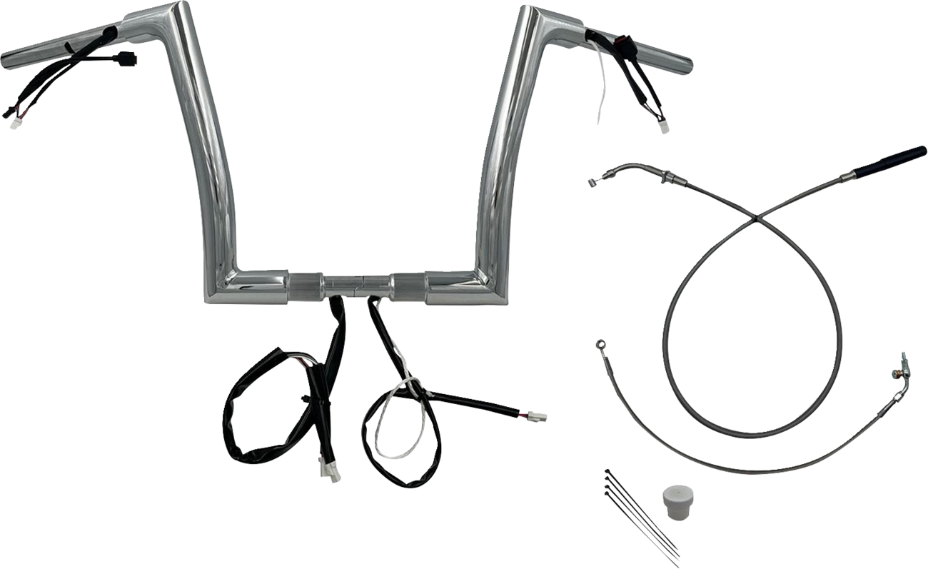 FAT BAGGERS INC. 1-1/2" EZ Install Flat Top Handlebar - 12" - Chrome 649912 — image 1
