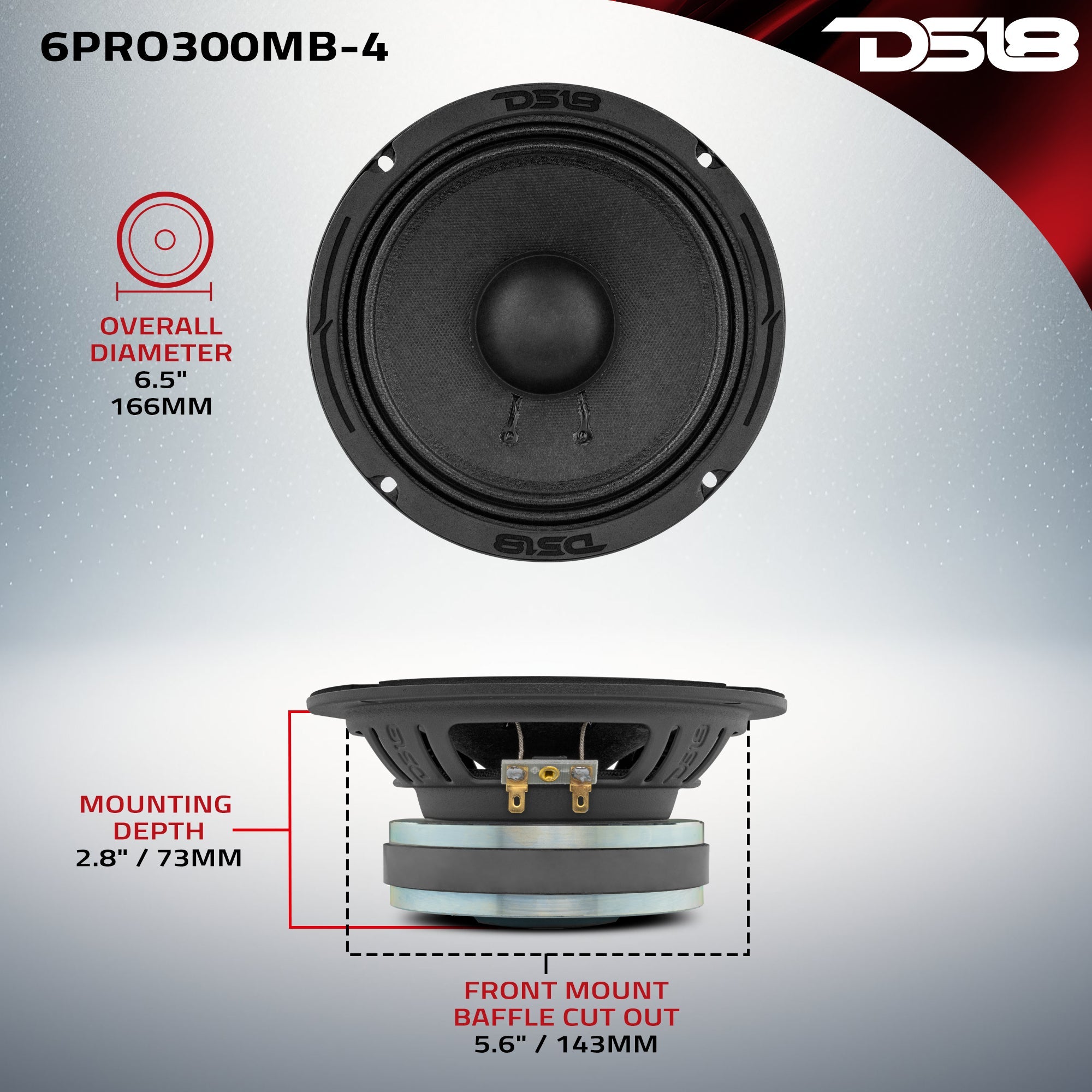 DS18 6PRO300MB-4 6.5" Mid-Bass Loudspeaker 150 Watts Rms 4-Ohm — image 7