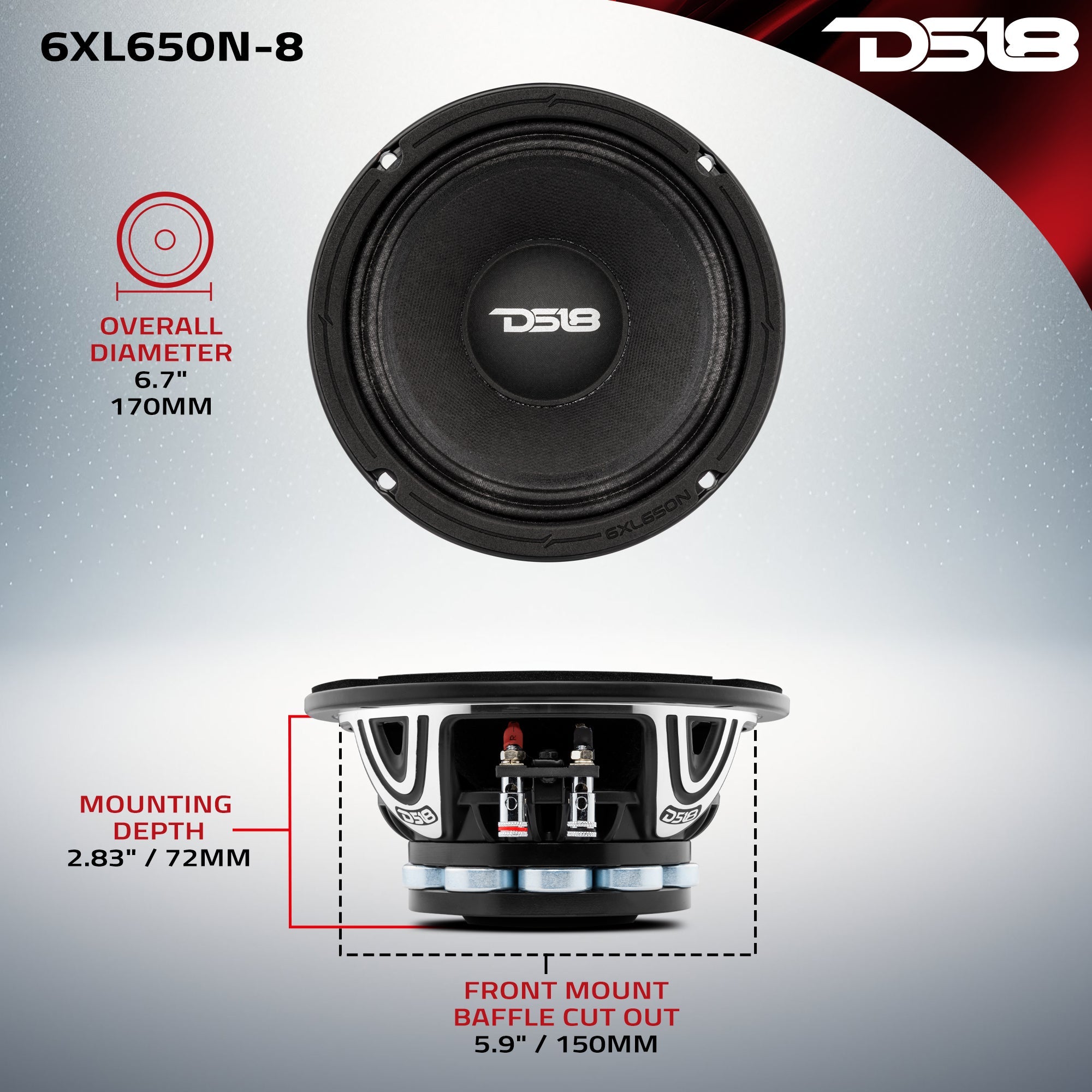 DS18 6XL650N-8 XL 6.5" Neodymium Rings Mid-Range Loudspeaker 325 Watts Rms 8-Ohm — image 7