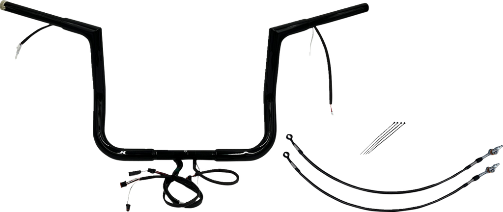 FAT BAGGERS INC. EZ Install Wired 1-1/4" Flat Top Handlebar Kit - 12" - Black 701212-B — image 1