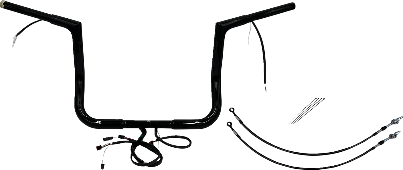 FAT BAGGERS INC. EZ Install Wired 1-1/4" Flat Top Handlebar Kit - 12" - Black 701212-B — image 1