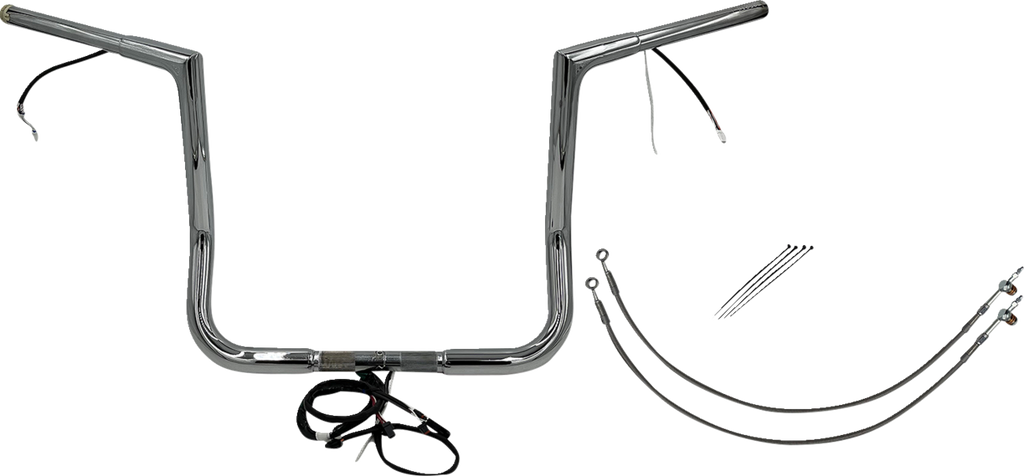 FAT BAGGERS INC. EZ Install Wired 1-1/4" Flat Top Handlebar Kit - 14" - Chrome 701214 — image 1