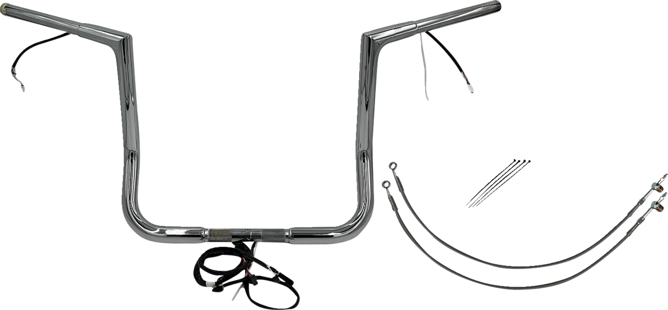 FAT BAGGERS INC. EZ Install Wired 1-1/4" Flat Top Handlebar Kit - 14" - Chrome 701214 — image 1