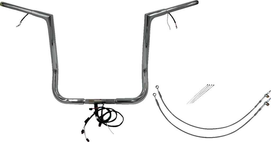 FAT BAGGERS INC. EZ Install Wired 1-1/4" Flat Top Handlebar Kit - 16" - Chrome 701216 — image 1