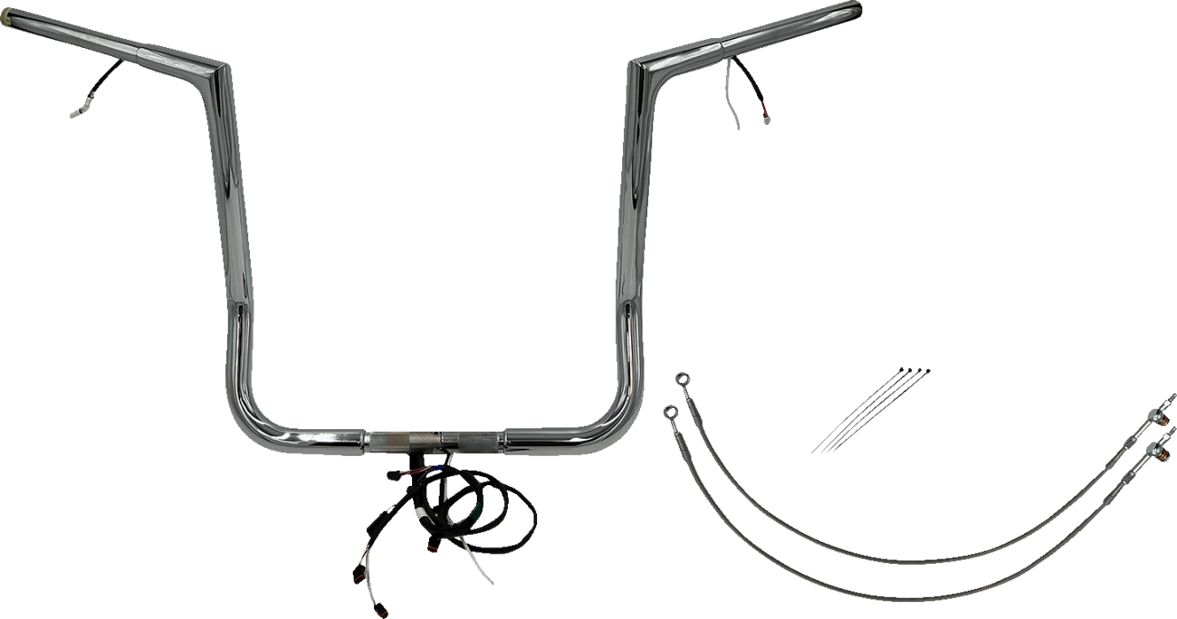 FAT BAGGERS INC. EZ Install Wired 1-1/4" Flat Top Handlebar Kit - 16" - Chrome 701216 — image 1
