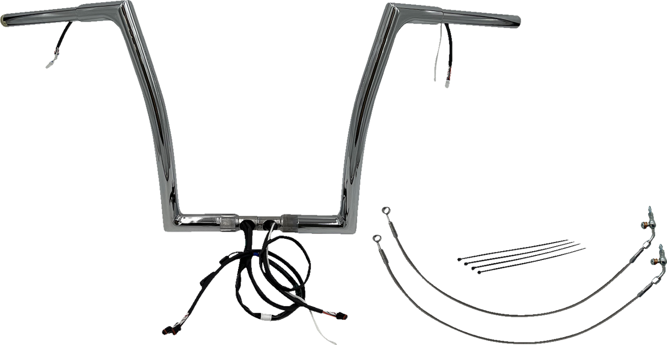 FAT BAGGERS INC. EZ Install Wired 1-1/4" Flat Top Handlebar Kit - 14" - Chrome 701914 — image 1