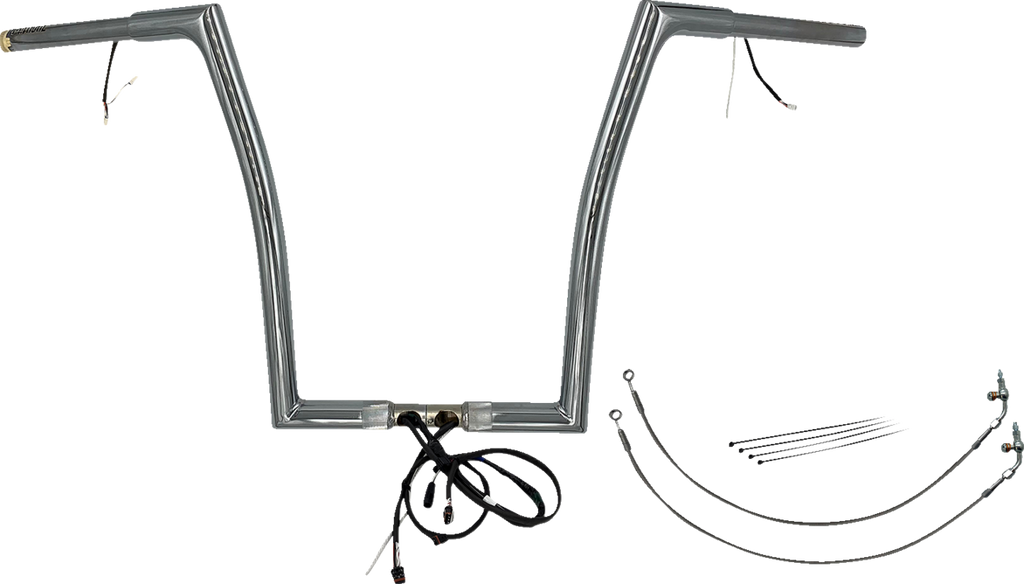FAT BAGGERS INC. EZ Install Wired 1-1/4" Flat Top Handlebar Kit - 16" - Chrome 701916 — image 1