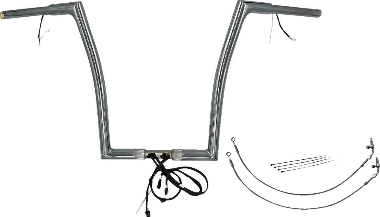 FAT BAGGERS INC. EZ Install Wired 1-1/4" Flat Top Handlebar Kit - 16" - Chrome 701916 — image 1