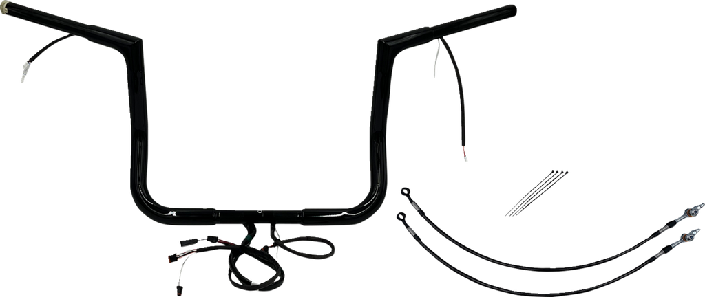 FAT BAGGERS INC. EZ Install Wired 1-1/4" Flat Top Handlebar Kit - 12" - Black 702212-B — image 1