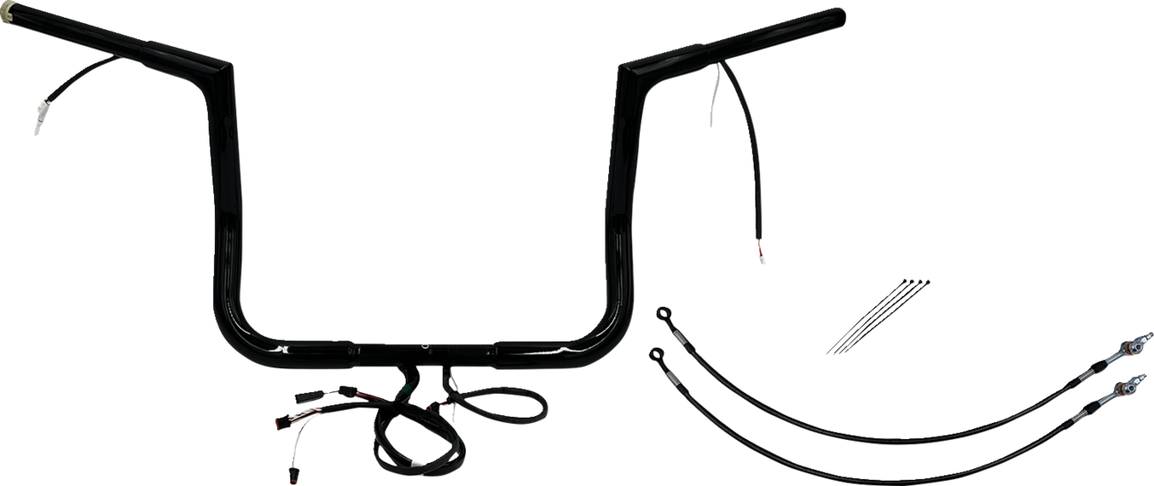 FAT BAGGERS INC. EZ Install Wired 1-1/4" Flat Top Handlebar Kit - 12" - Black 702212-B — image 1
