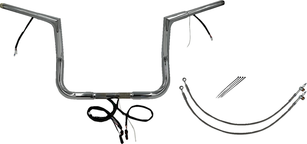 FAT BAGGERS INC. EZ Install Wired 1-1/4" Flat Top Handlebar Kit - 12" - Chrome 702212 — image 1